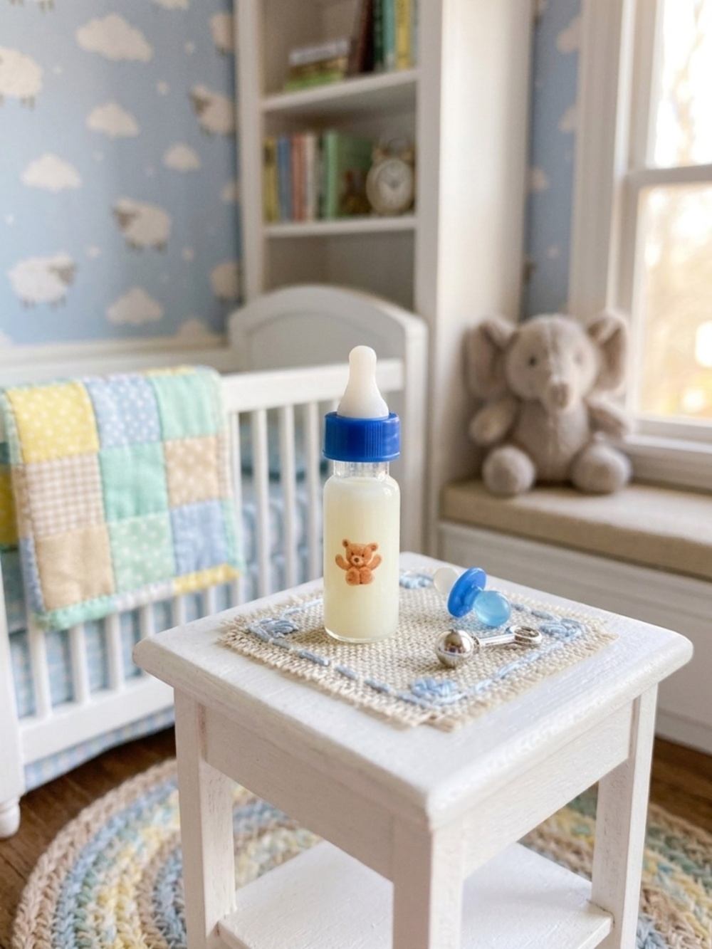 Hug Bear Miniature Baby Doll Glass Bottle